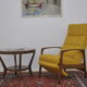 Mid-century armchair with folding footrest, 1960s