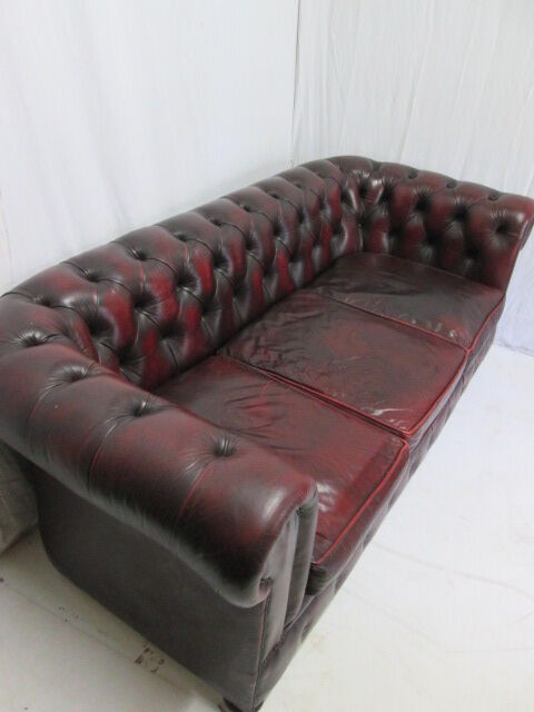 Sofa english chesterfield 3 places leather