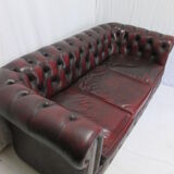 Sofa english chesterfield 3 places leather