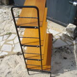 Shelf library Scandinavian wood and iron circa 1960/1970