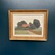 Huile sur toile originale suédoise – « Maison et arbres » par William Fleetwood