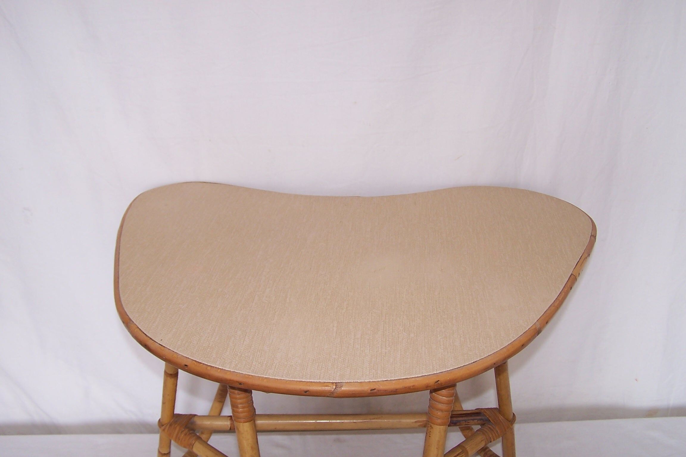 Rattan bamboo coffee table free form 50's