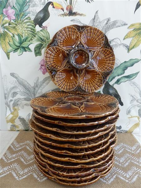 Sarreguemines barbotine shellfish plates