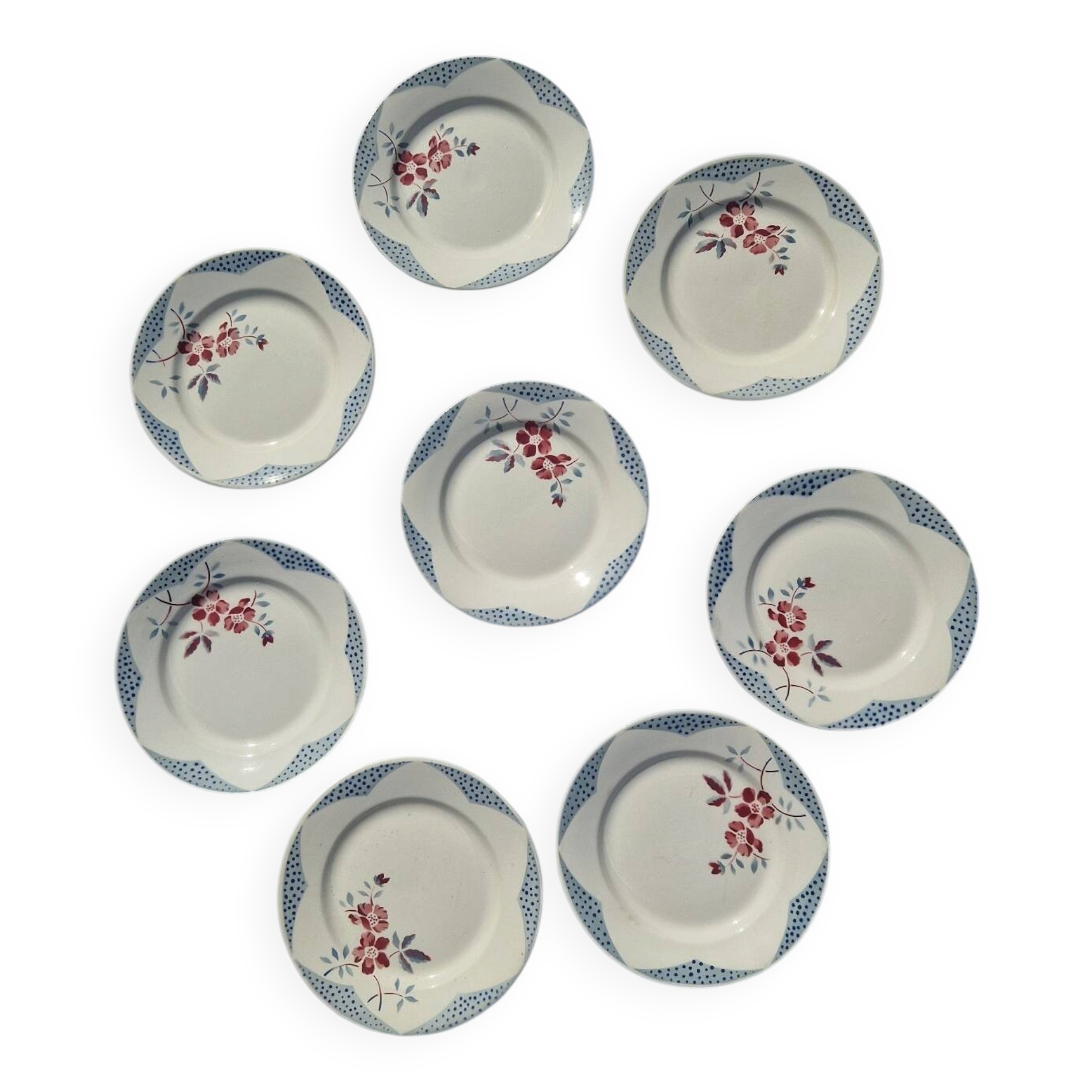 Set of 8 Flat Plates Barfleur Model Sarreguemines Manufacture