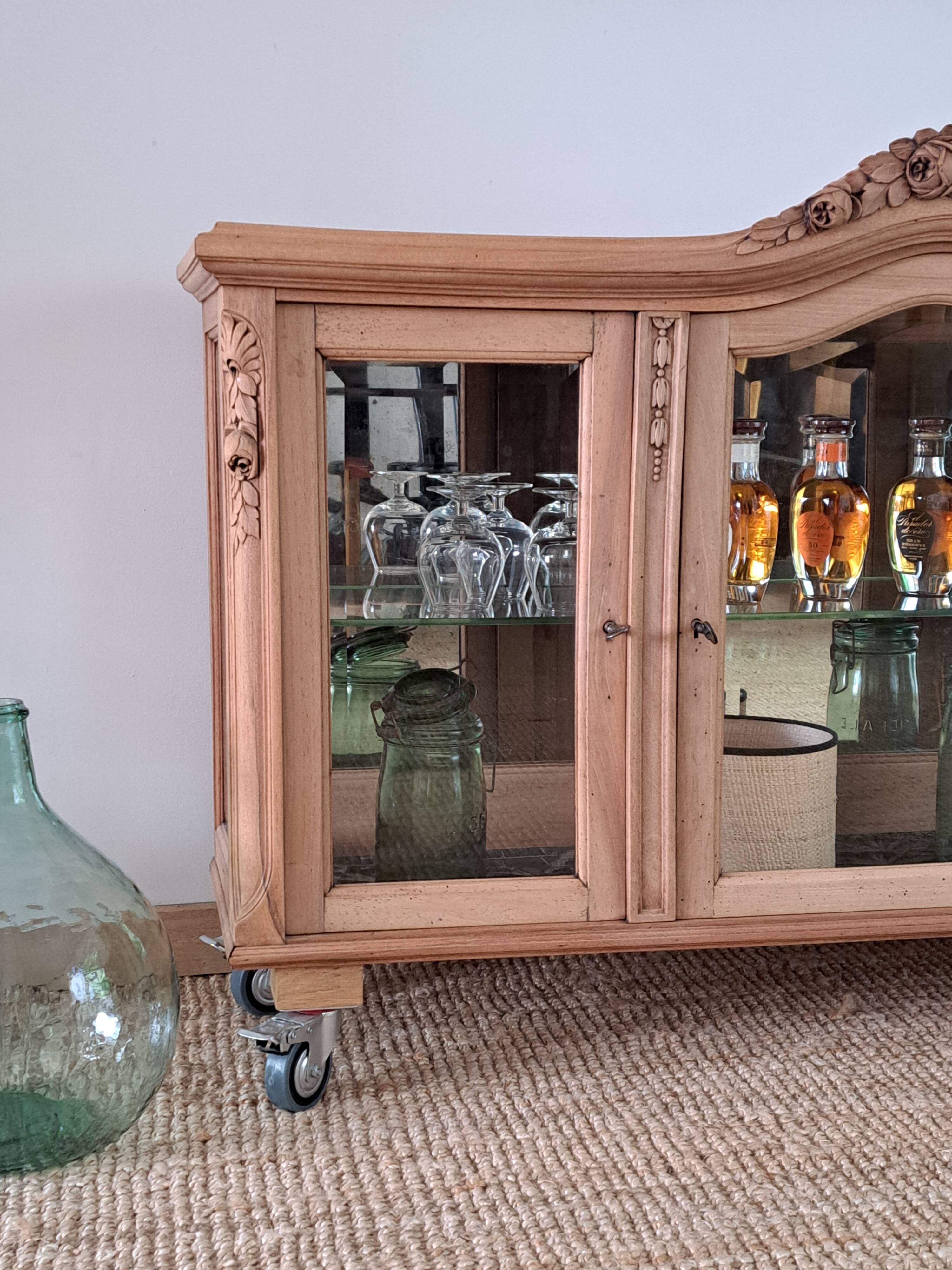 Vintage display cabinet in light wood