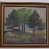 Original Mid Century Swedish Oil on Panel – “Trees, Landscape Motif” b