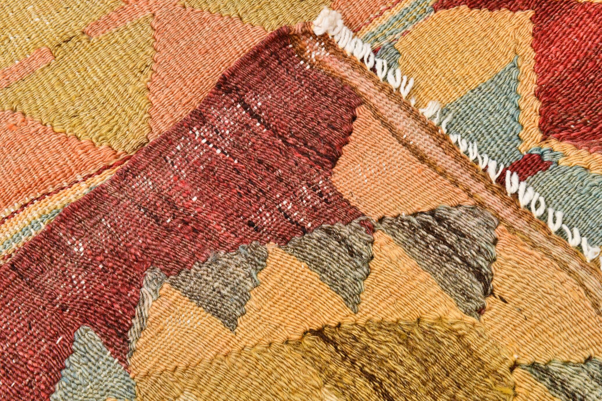 4x7 Red Green Turkish Vintage Kilim Rug 135x210Cm SK 2239