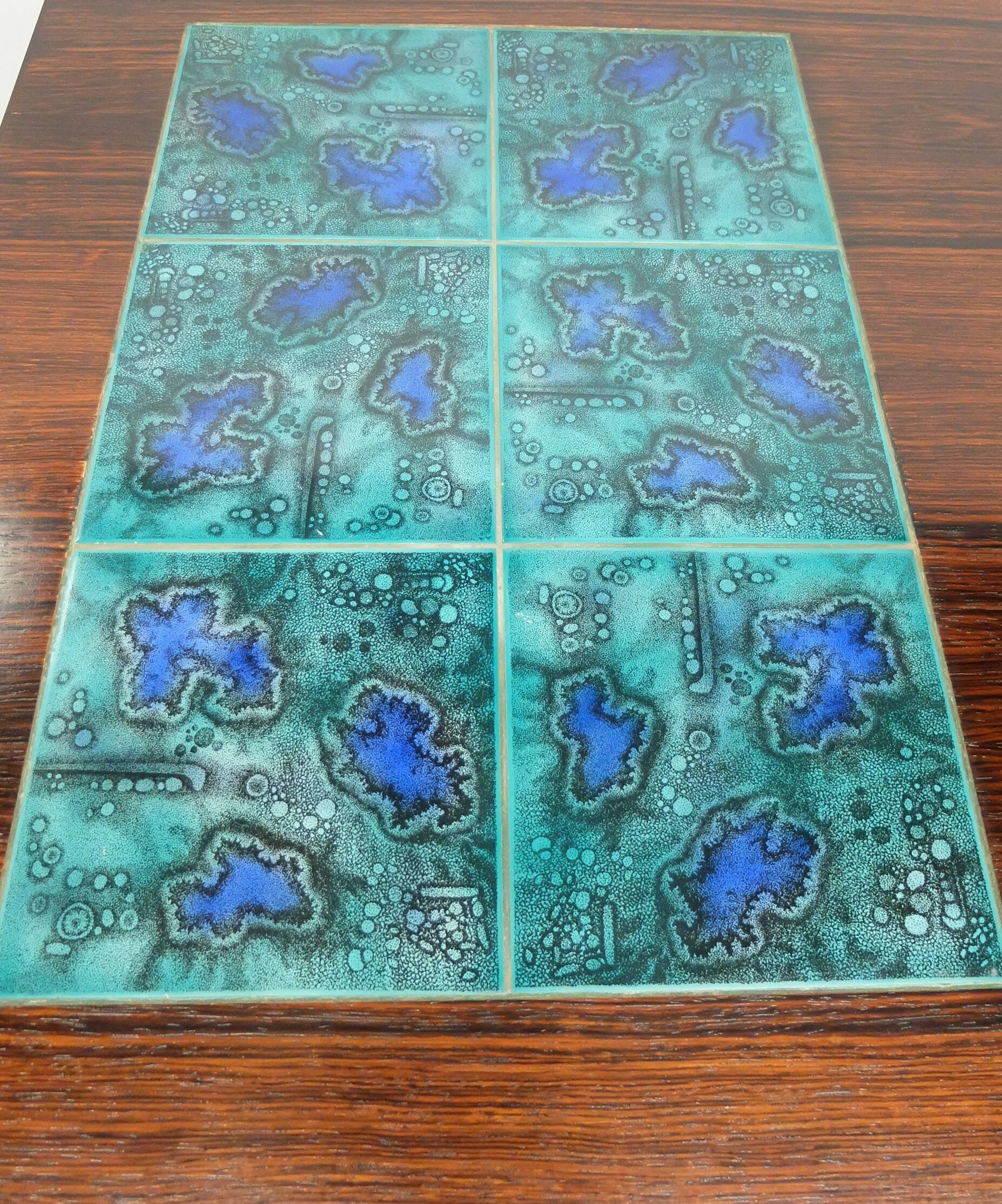Scandinavian Coffee Table 1960, In Rosewood and Ceramic Tiles