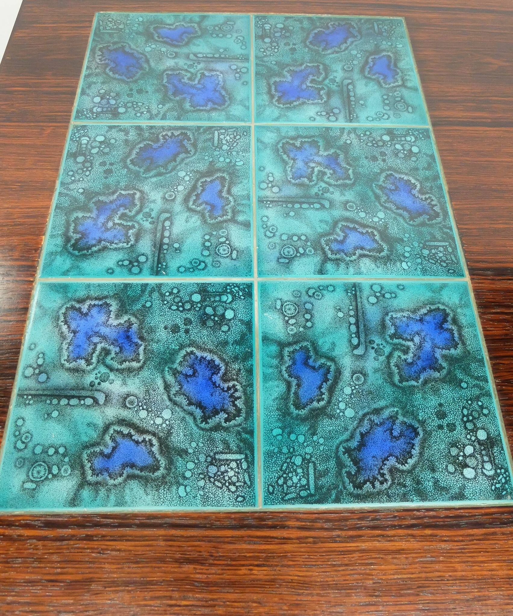 Scandinavian Coffee Table 1960, In Rosewood and Ceramic Tiles