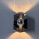 Pair of vintage geometric wall lights in chrome metal, France 1970.