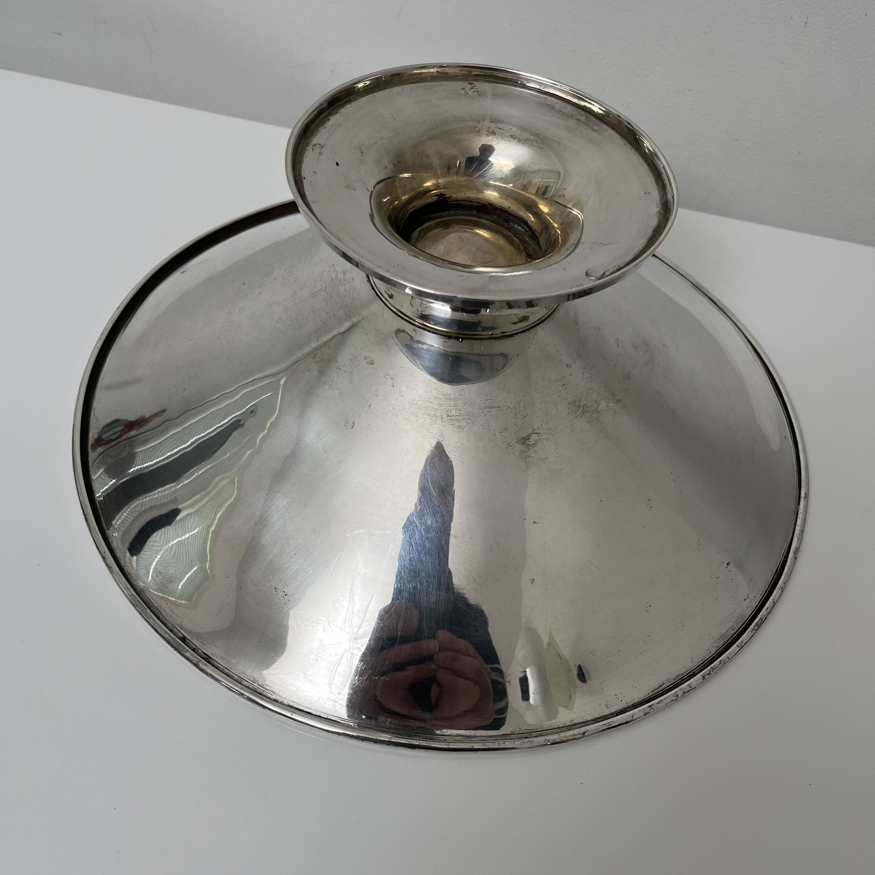 Fruit bowl centerpiece silver metal cabochon
