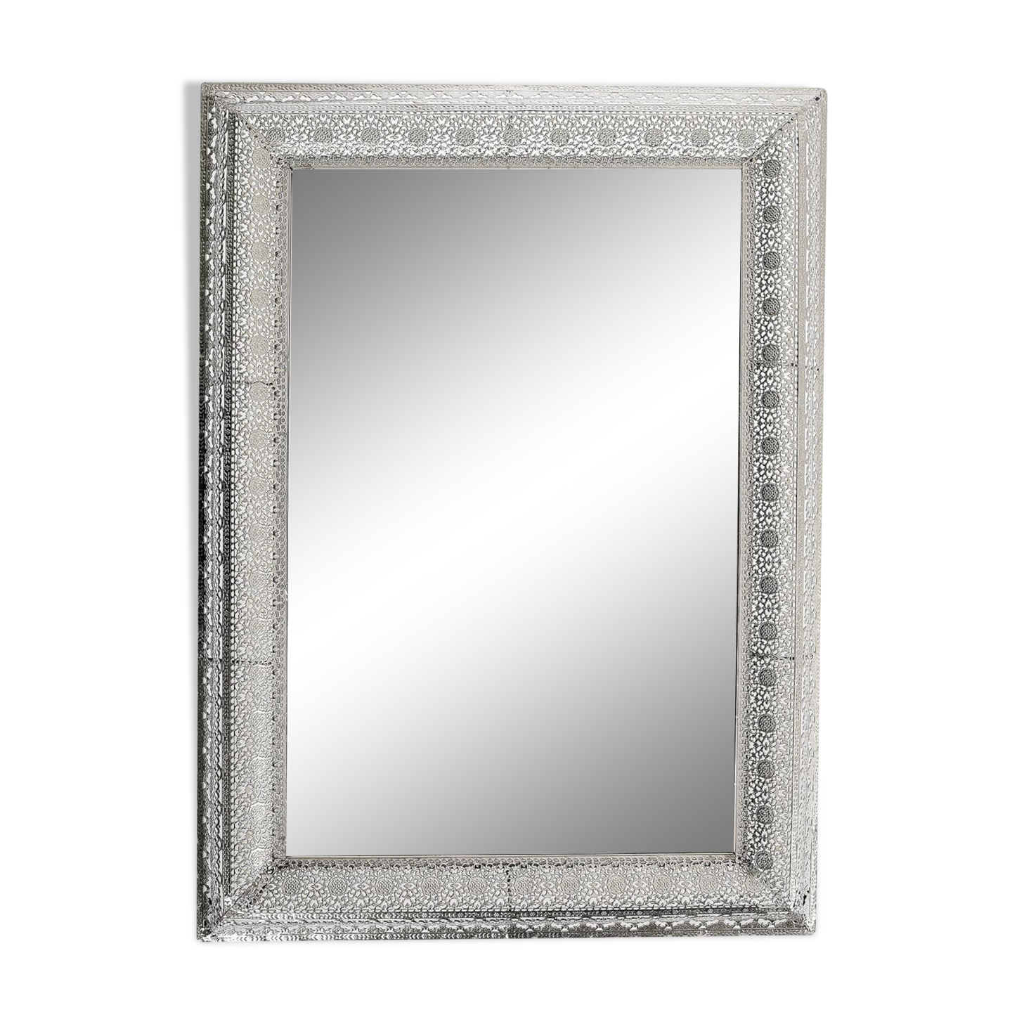 Rectangular wall mirror, silver metal frame