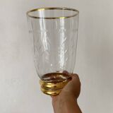 22cm engraved and gilded glass vase