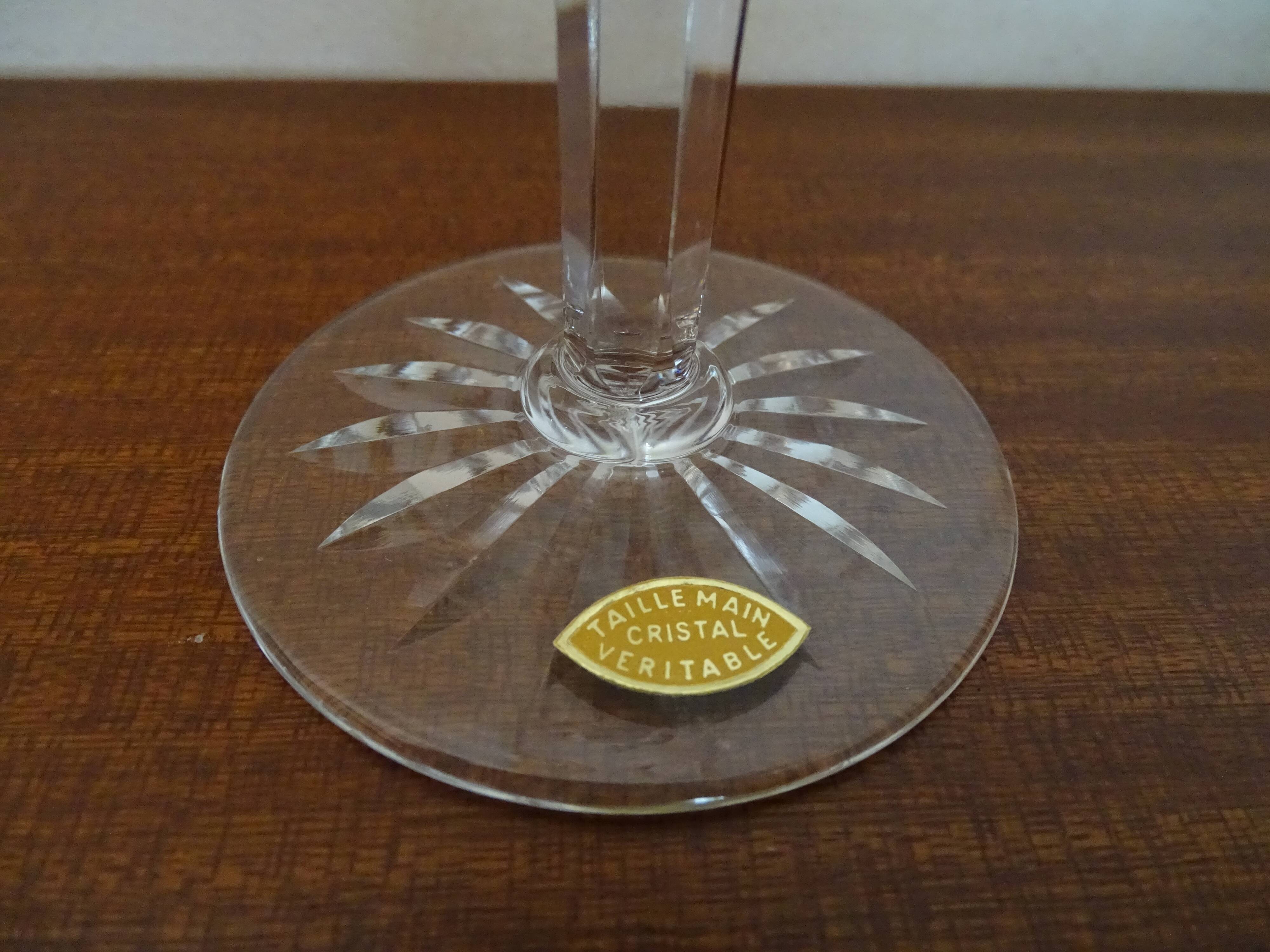6 antique cut crystal water glasses from Lorraine