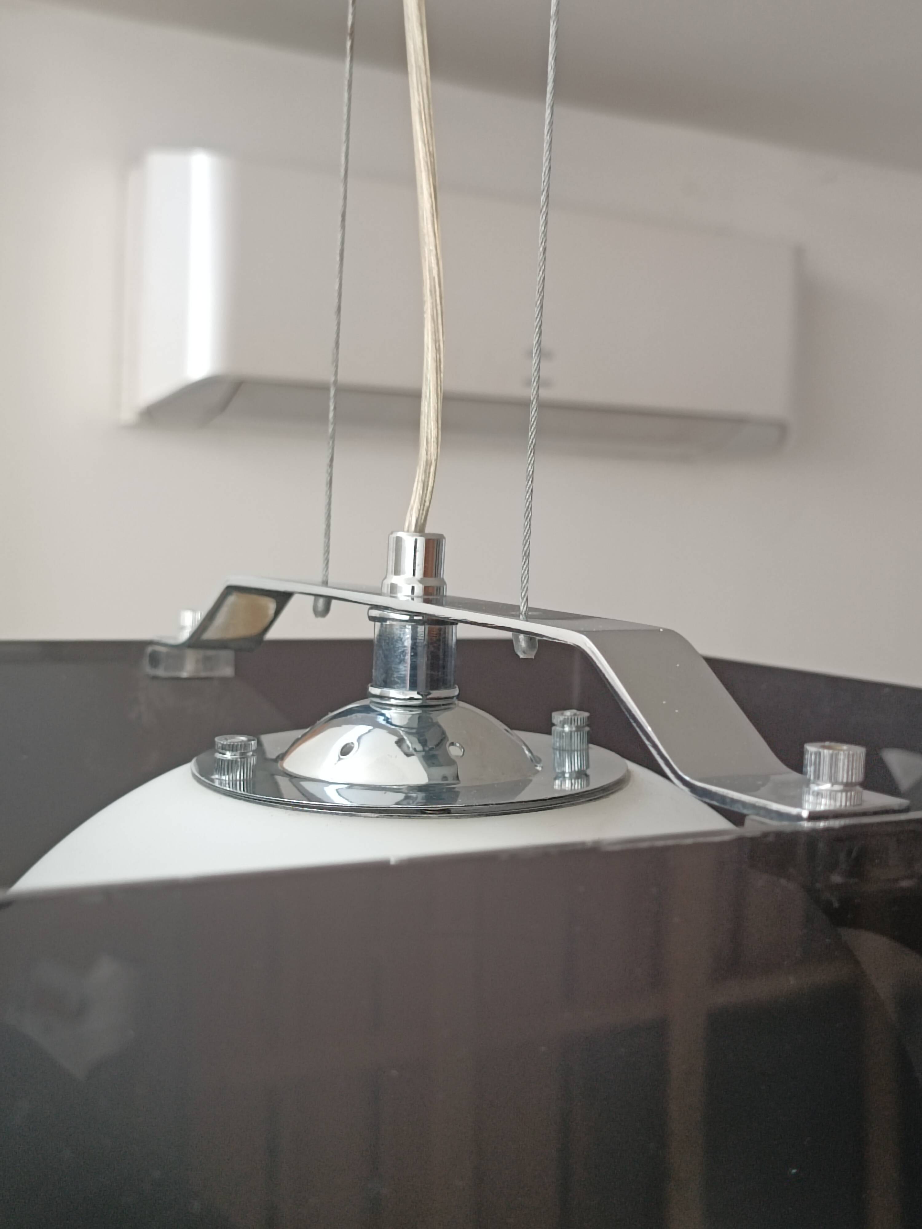 Lampe suspendue design plexiglas fumé 1990s