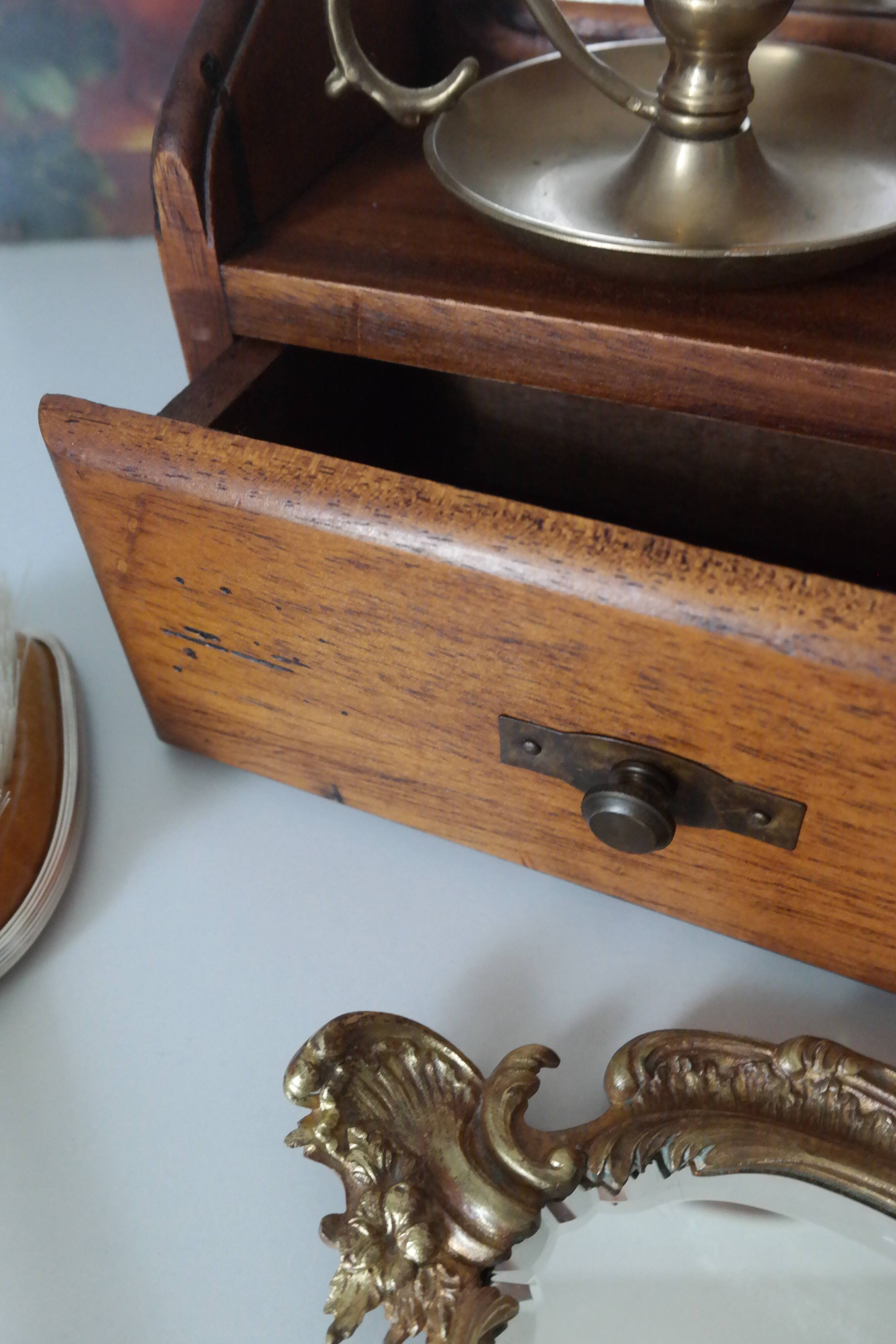 Vintage wooden table dressing table mirror 28x67cm