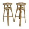 Pair of high stools, bar, rattan