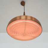 Sandinavian modern copper and wood pendant light, 1960's