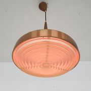 Sandinavian modern copper and wood pendant light, 1960's