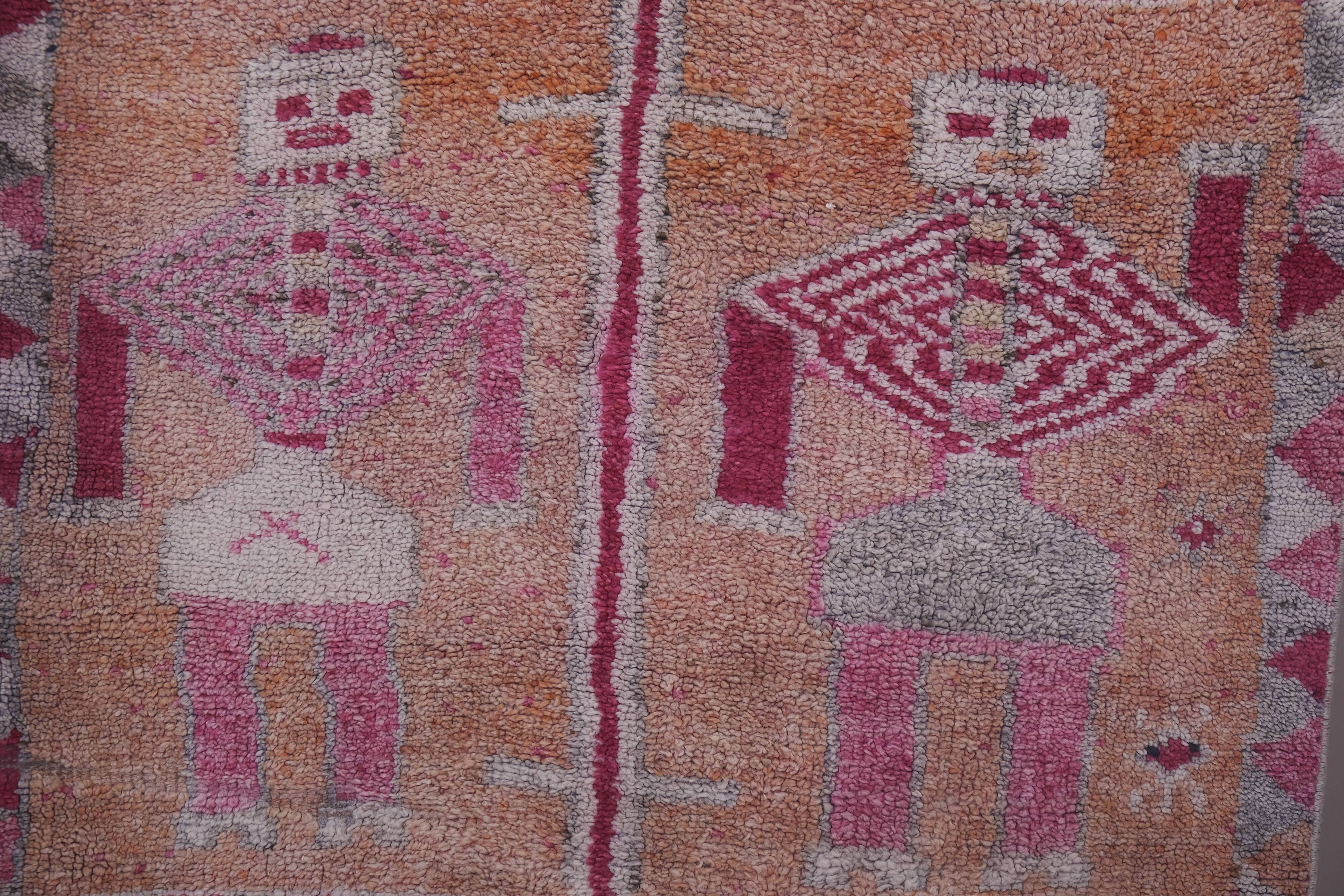Vintage Turkish rug from Oushak, hand-woven100x284 cm