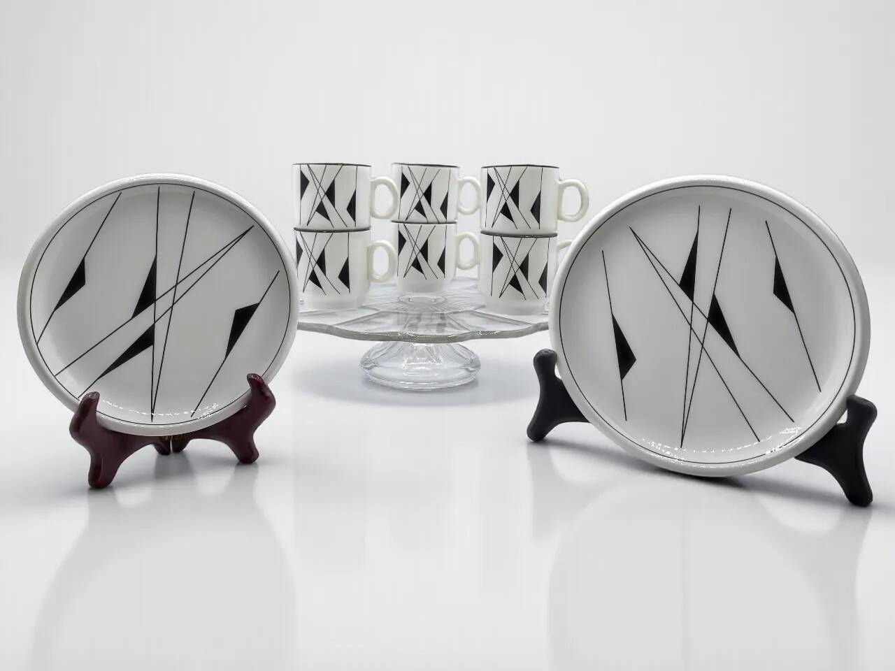 Boch Belgium / Art Deco / Coffee & Cake Set / 18 pieces