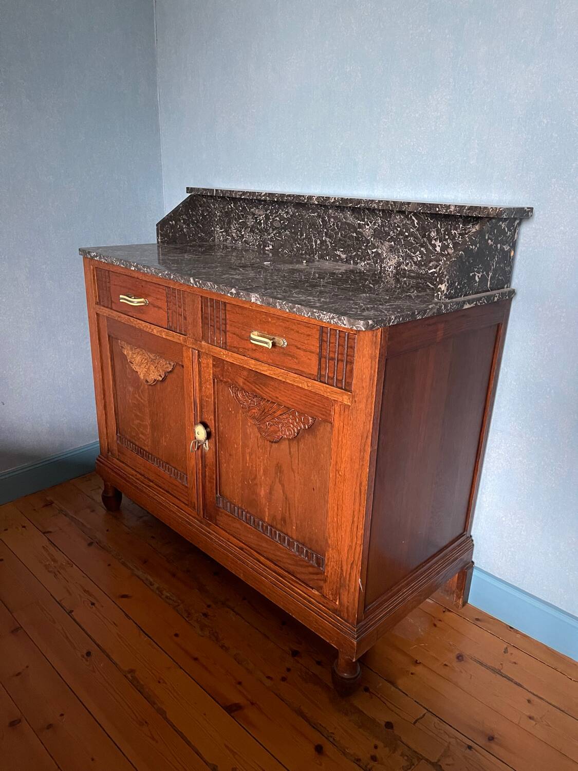 Wooden sideboard with marble top