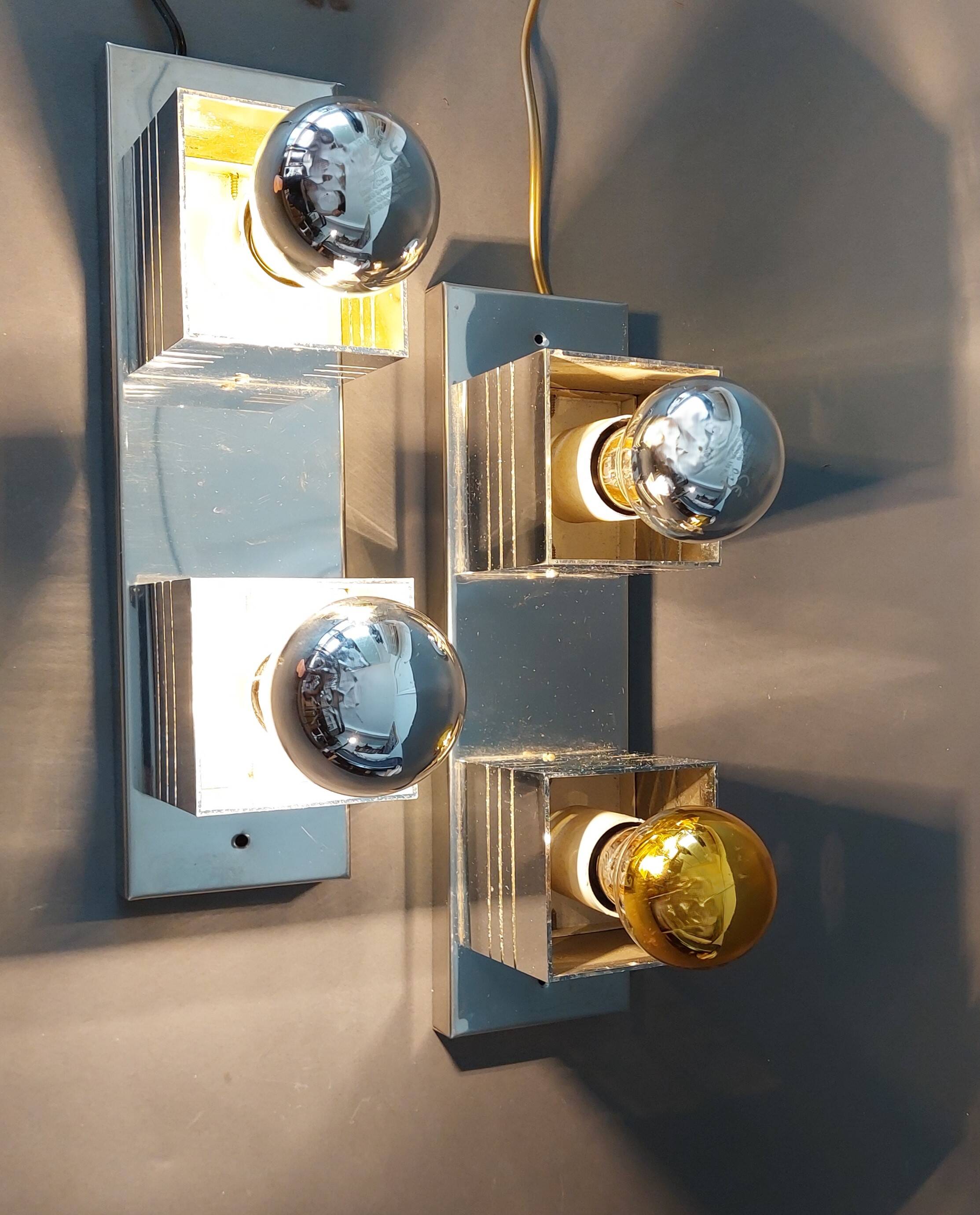Pair of Spage Age 1970 chrome wall lights.