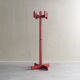 Postmodern red stained pine wood coat hanger