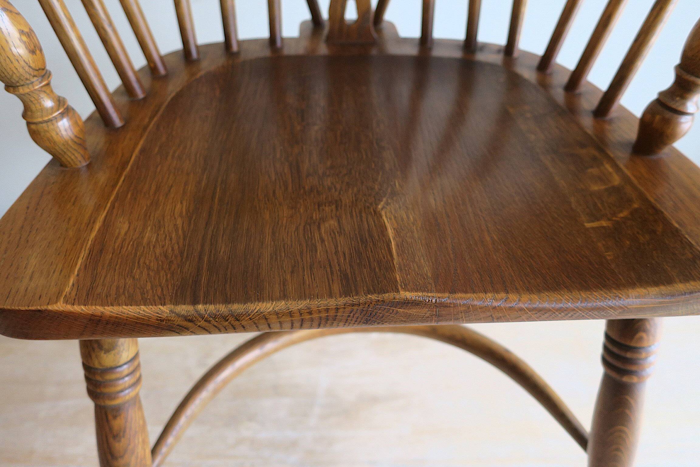 Mid century solid oak lyre-back Windsor armchair, 1960s