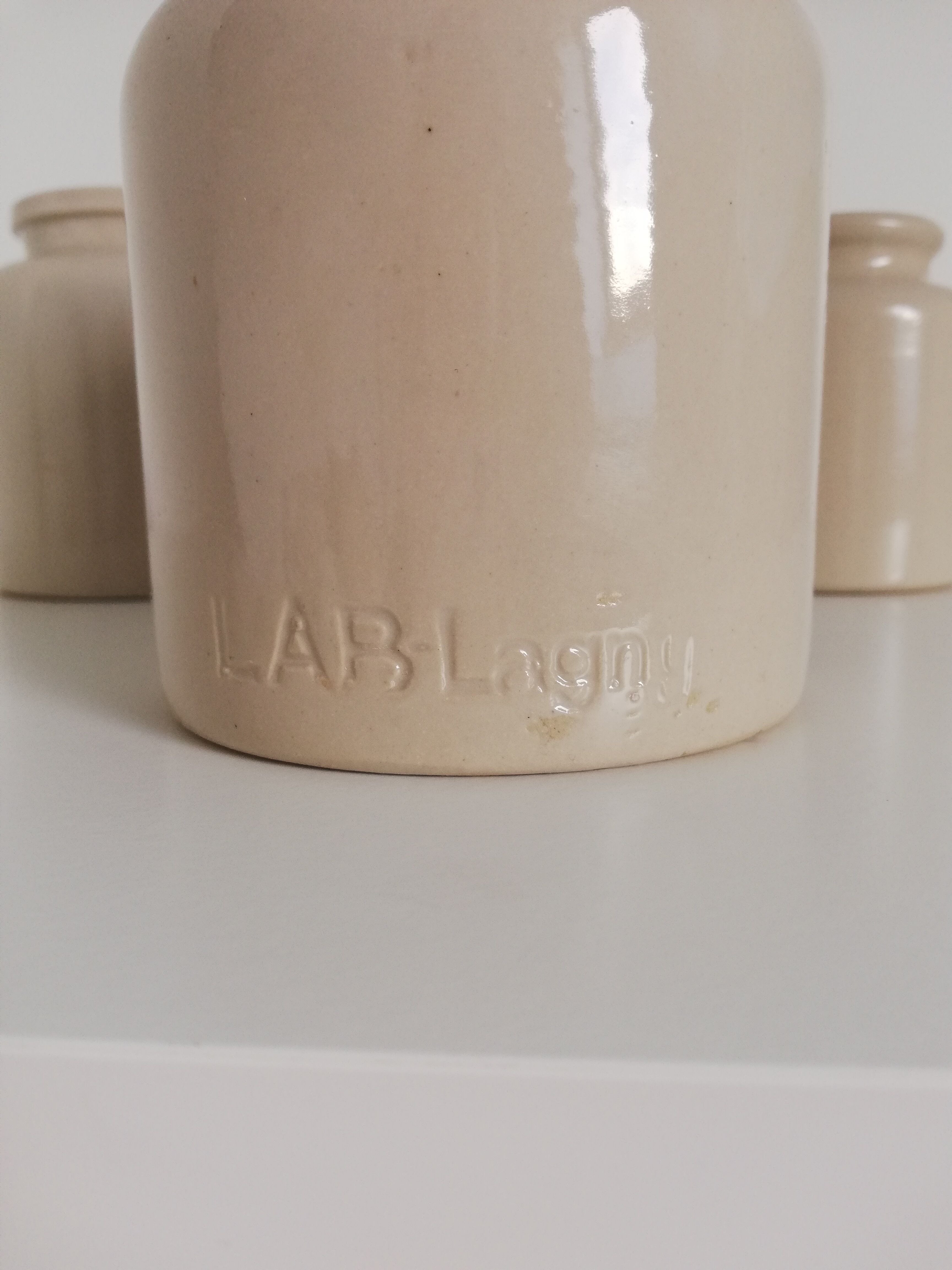 Set of 3 vintage 1950 pots in glazed stoneware