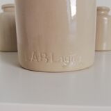 Set of 3 vintage 1950 pots in glazed stoneware