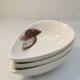 Set of 3 vintage 70s bowls with shellfish motifs. Glazed porcelain