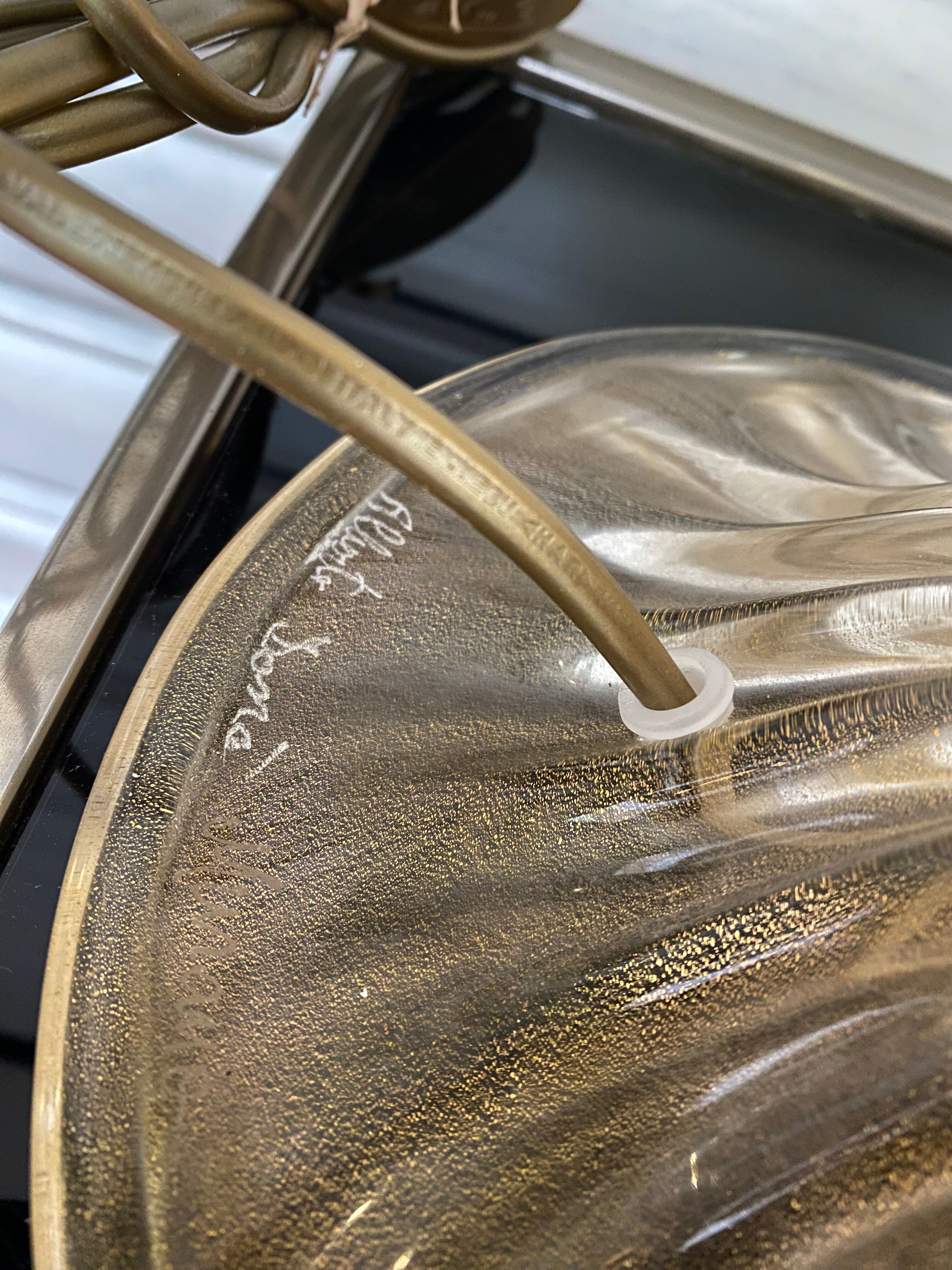 Pair of golden lamp legs - Alberto Dona - Murano - 70s