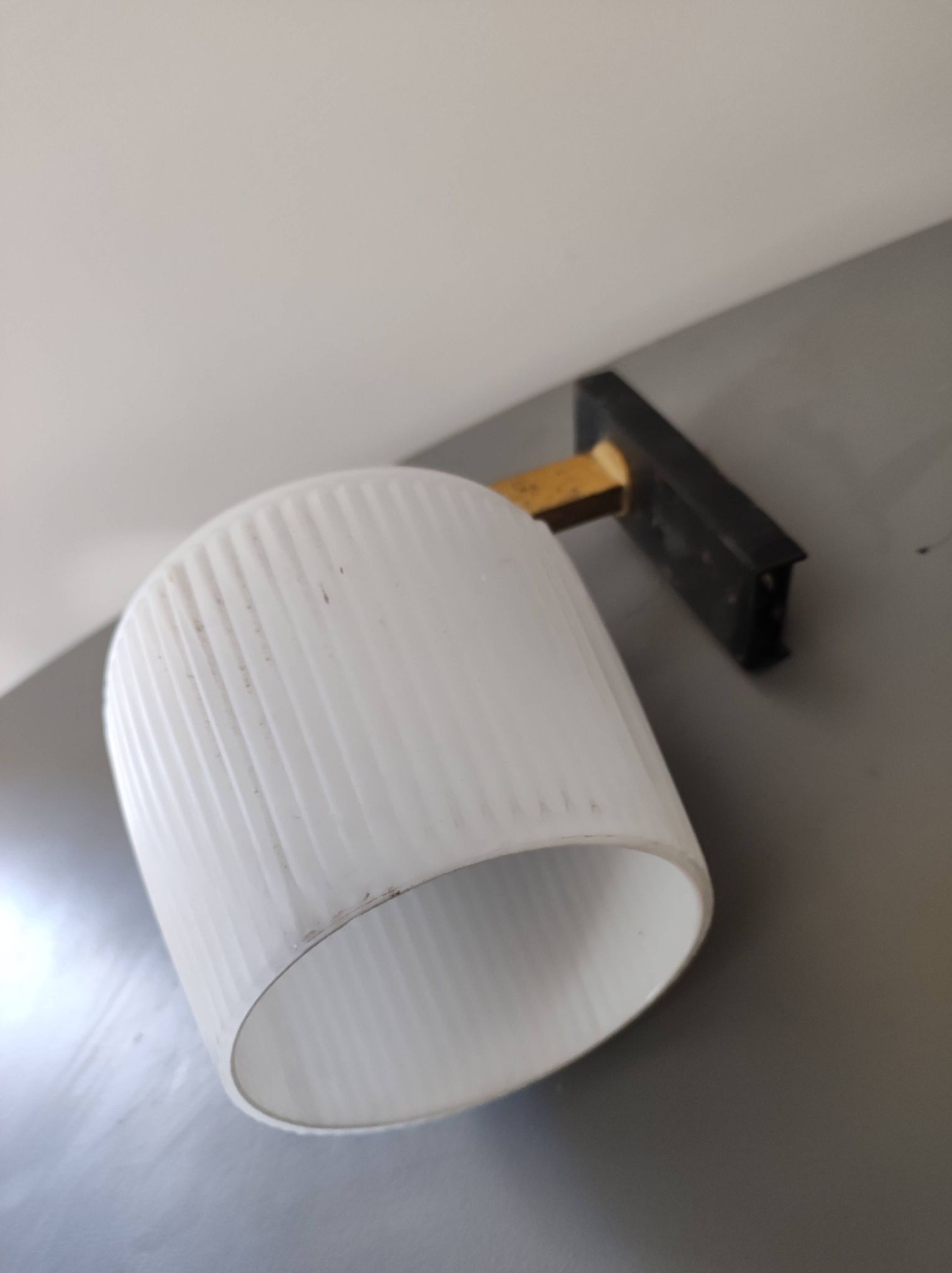 Wall lamp metal and opaline modernist design 50 60 style Arlus Lunel