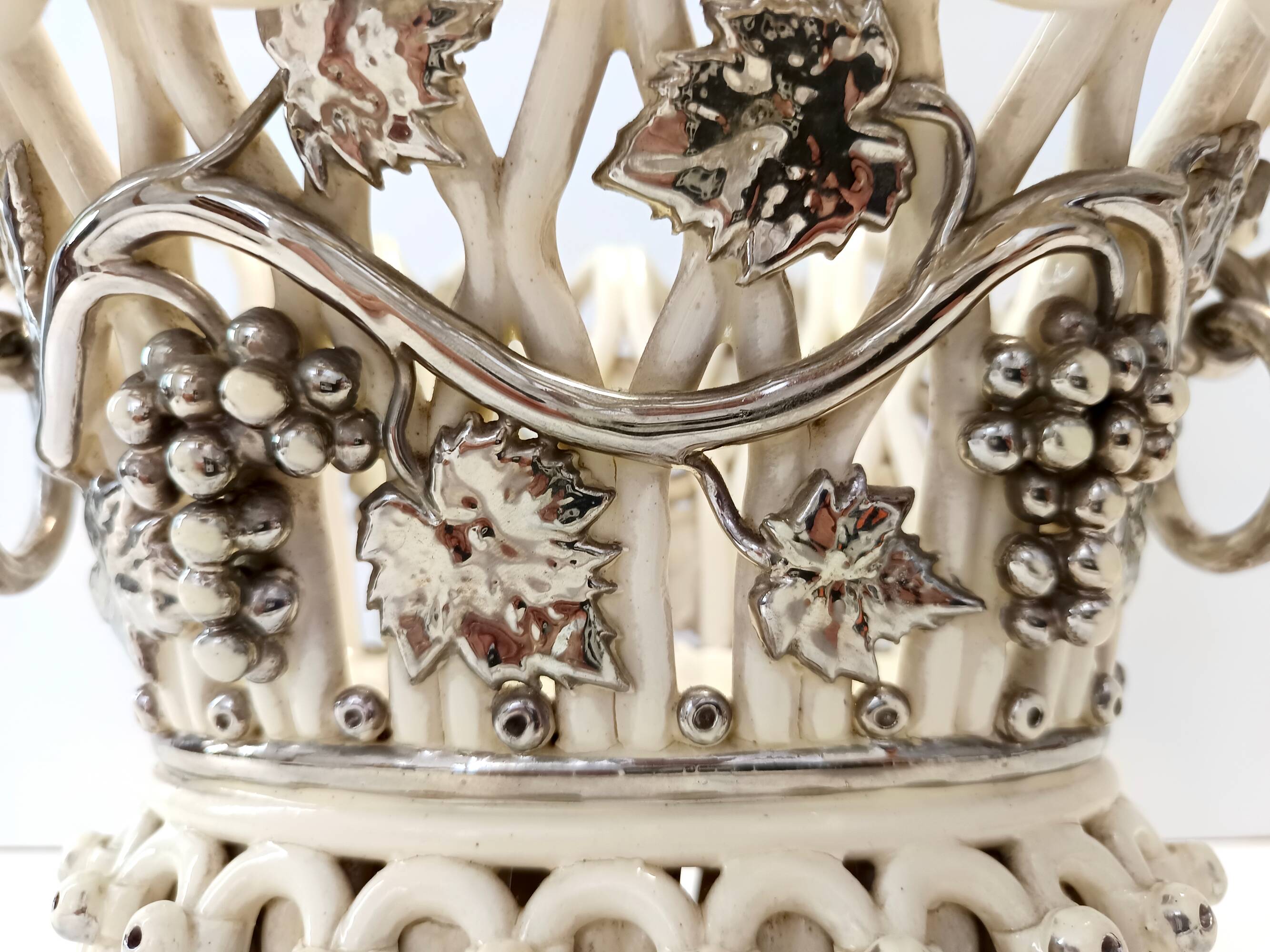 Creamy White Ceramic Fruit Bowl or Centerpiece by Charles de Boissimon