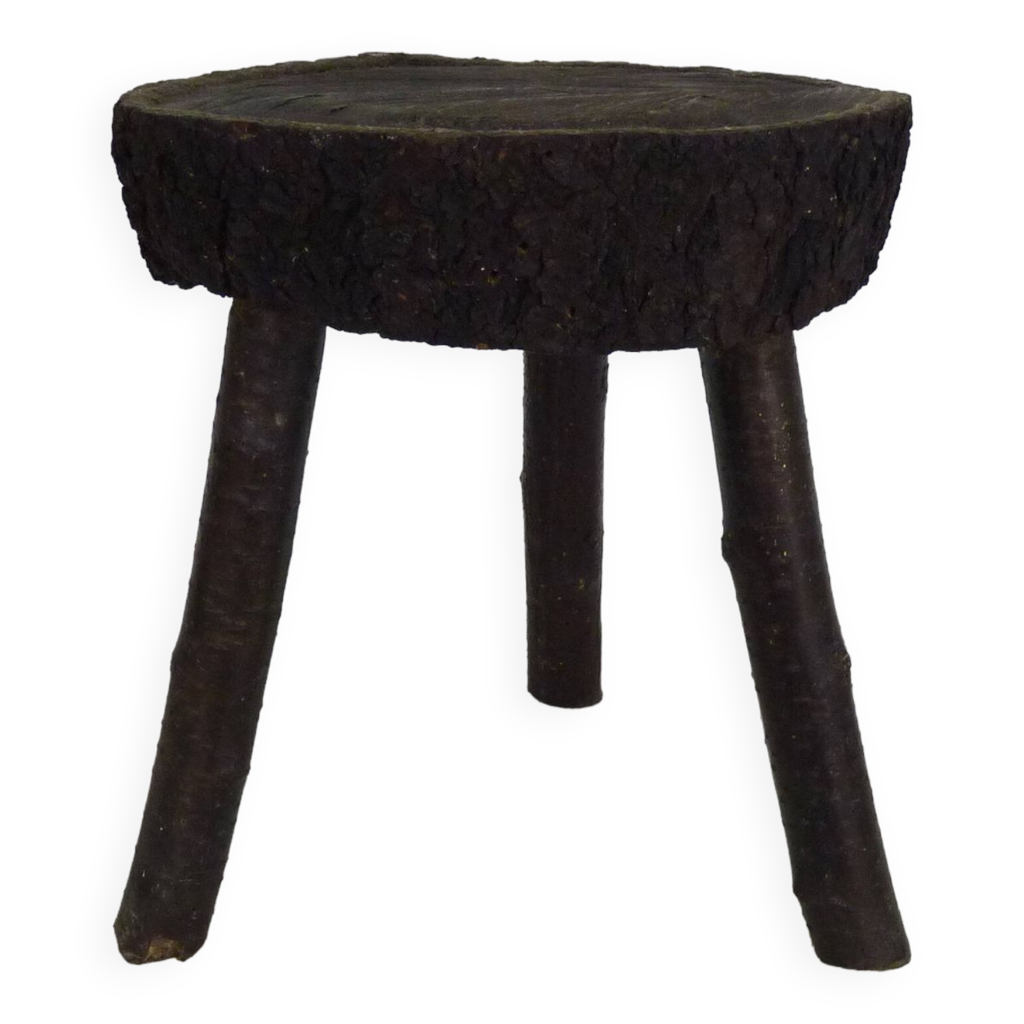 Tabouret de traite tripode en chêne, art paysan Ariège, France (XIXe — free download