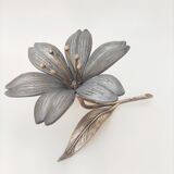 Ashtray silver metal flower year 70