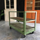 Industrial trolley with shelves, wood and metal