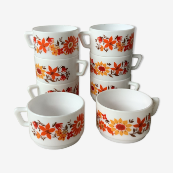 Arcopal Cups "Flora" - Marguerite and Sunflower seventies