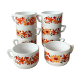 Tasses arcopal "flore" marguerite et tournesol seventies
