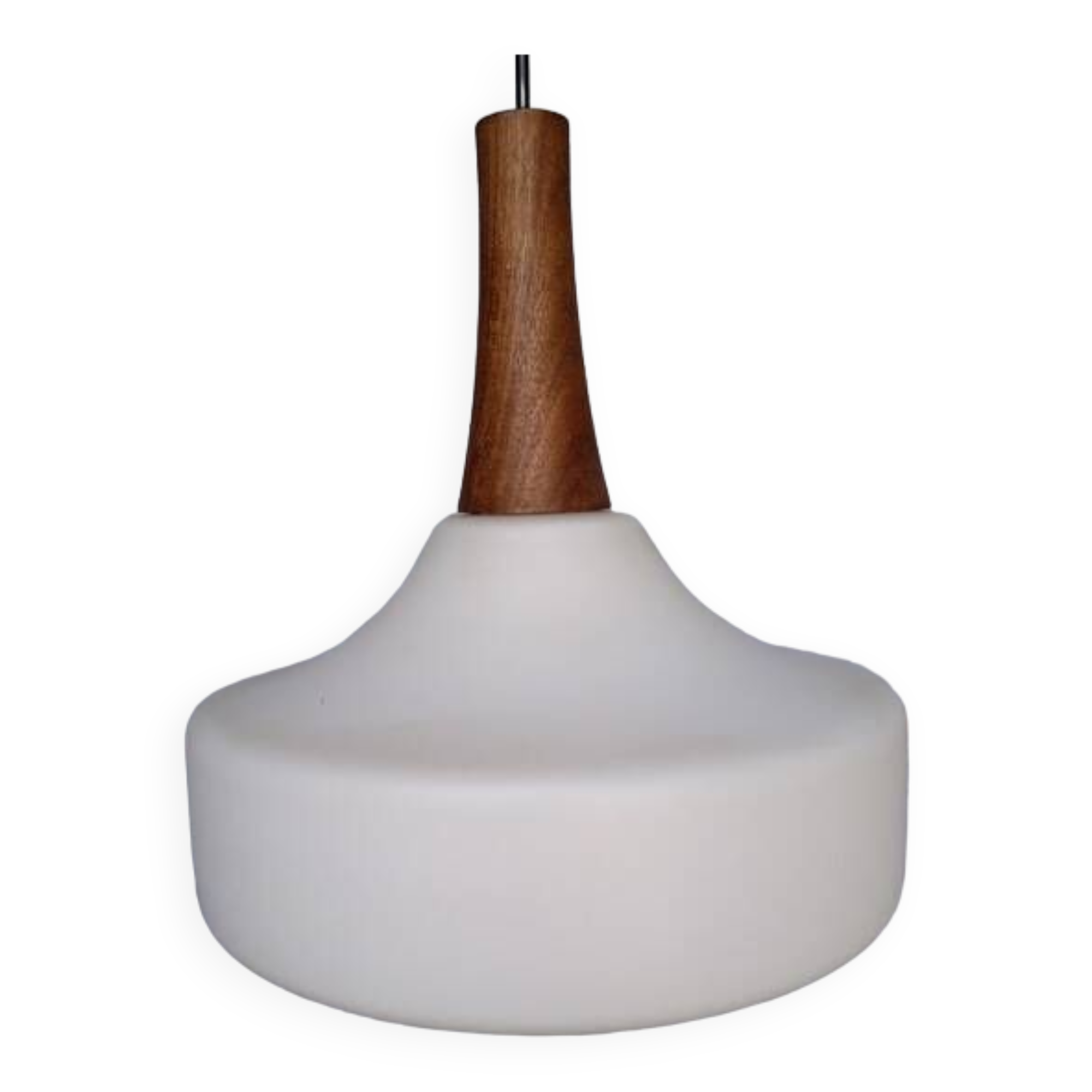 Louis Kalff pendant lamp ep 1960 Scandinavian glass and teak