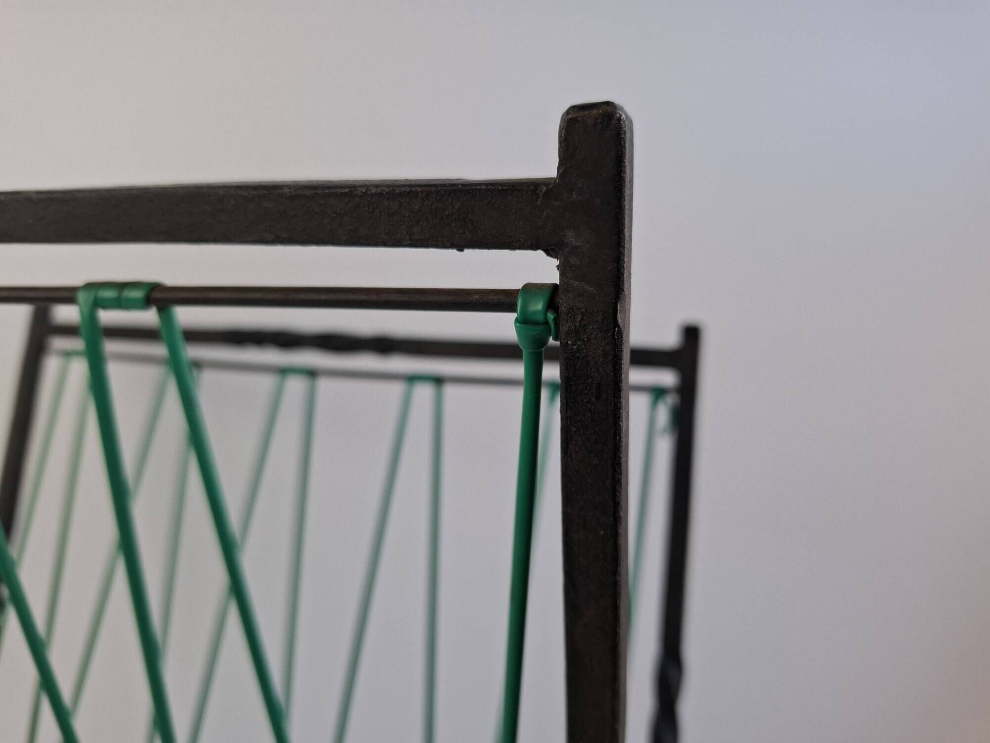 1960 Czechoslovakian Mid-Century Magazine Rack with Green Wire