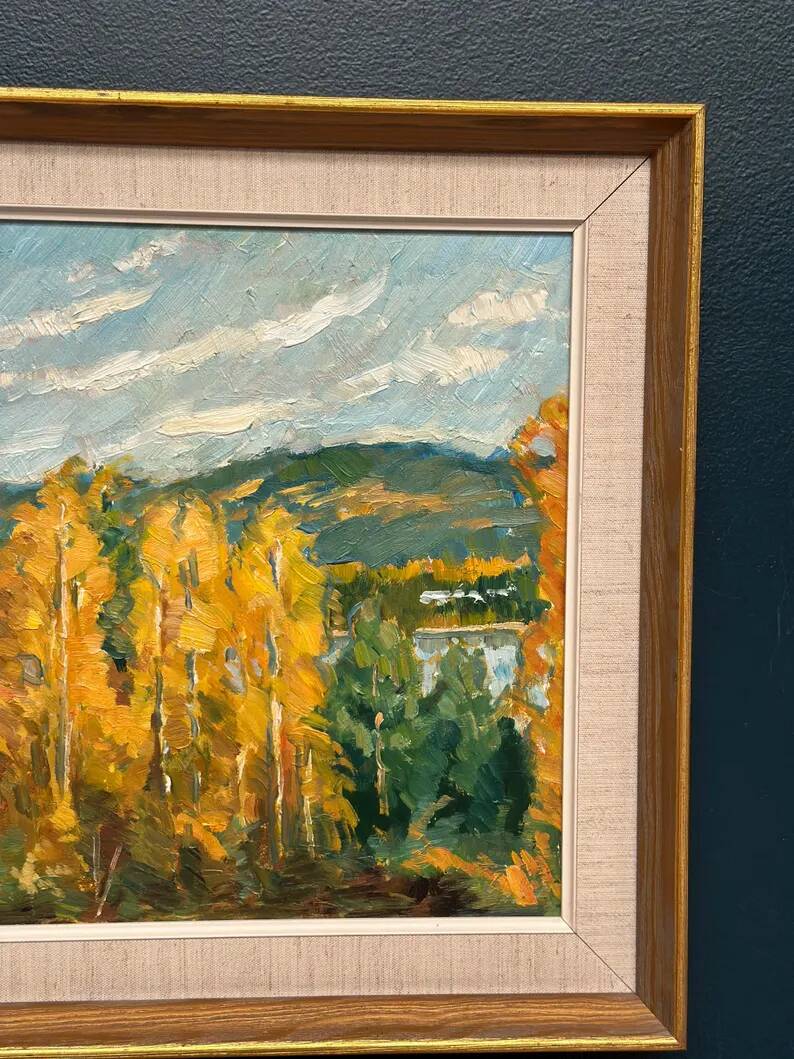 Original Swedish Oil on Panel – "Autumn Landscape" – Dated 1978 – Framed Period Piece – 50 × 42 cm (19.7" × 16.5")
