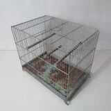 Ancienne cage à oiseau vert mint métal vintage