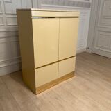 High sideboard, ivory lacquer, gilded and travertine, 1970s