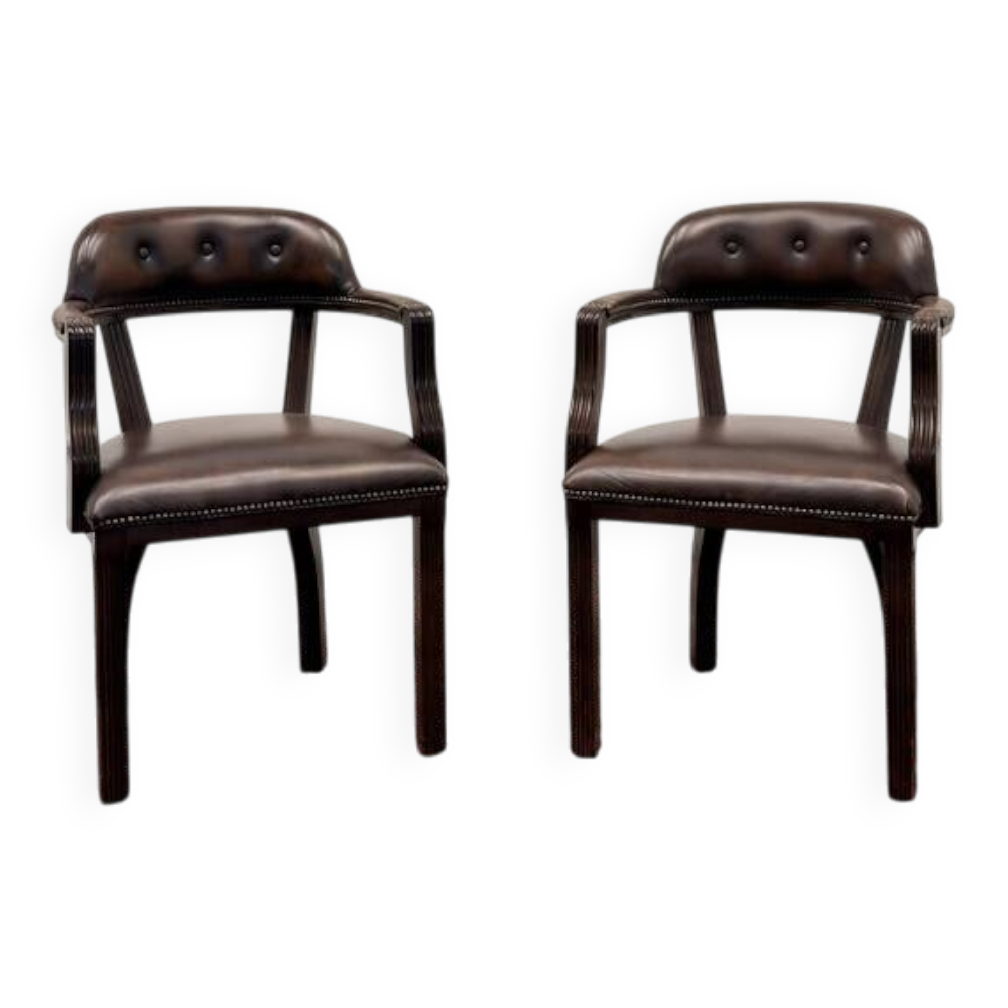 Set of English Chesterfield Desk Chairs