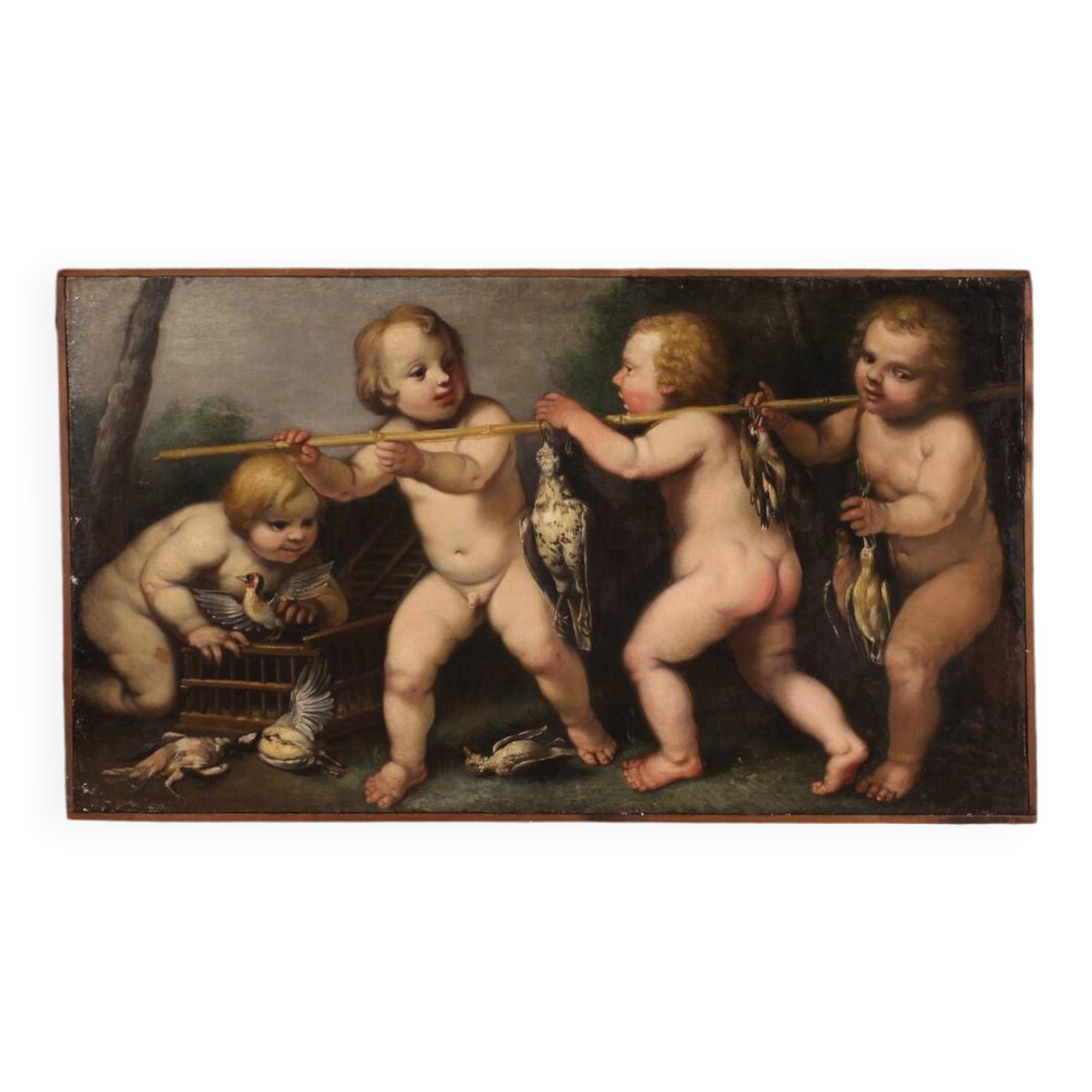 17th century Italian school painting, cherub games