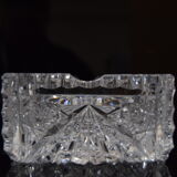 Pair of ashtrays, cut crystal glass, bohemia in the 1960's