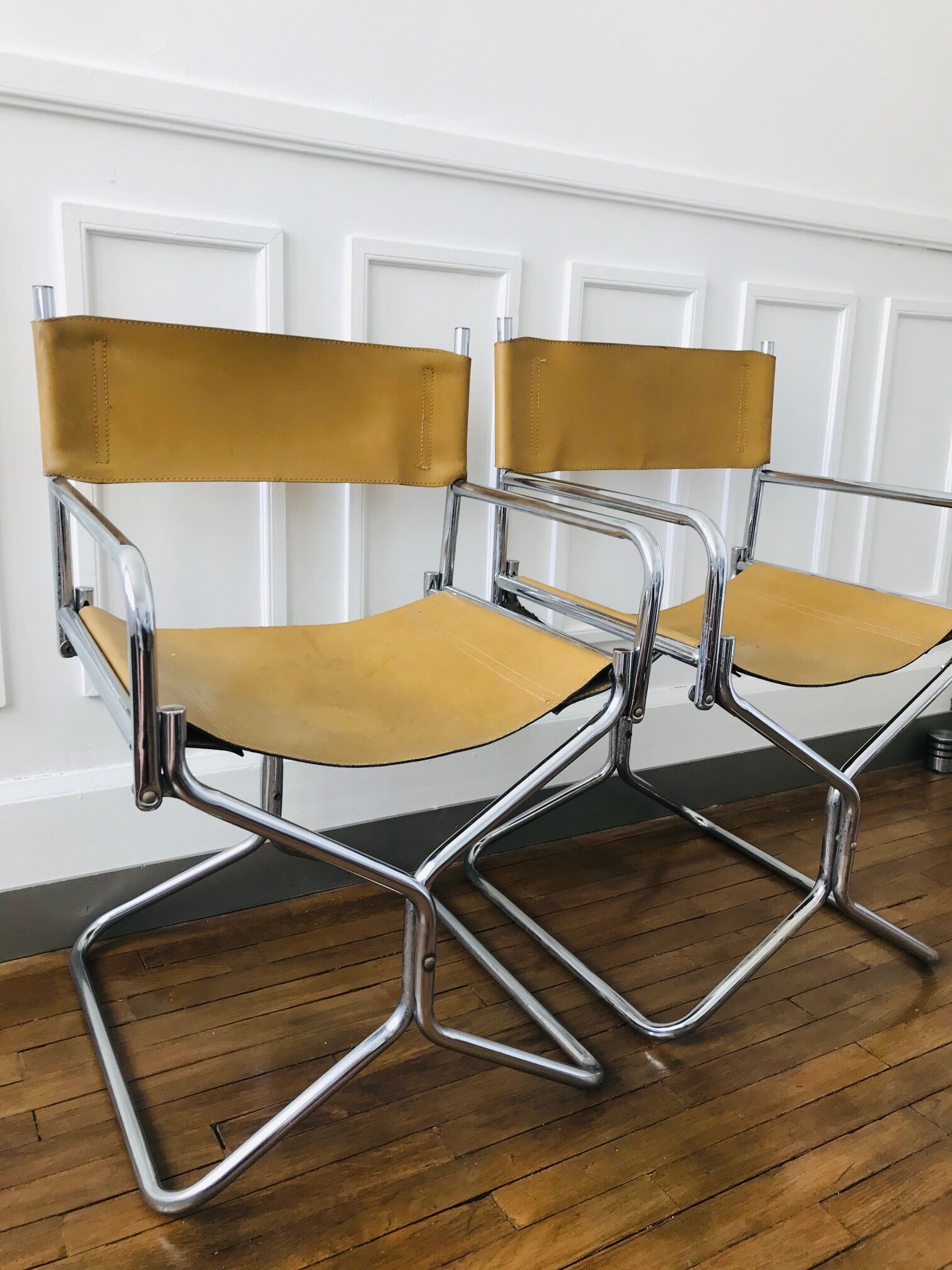 Pair of Lafuma armchairs in 1970s brown skai