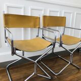Pair of Lafuma armchairs in 1970s brown skai
